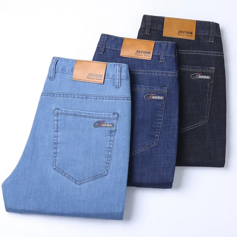 Embroidery On Jeans - Новые мужские джинсы из тонкого денима