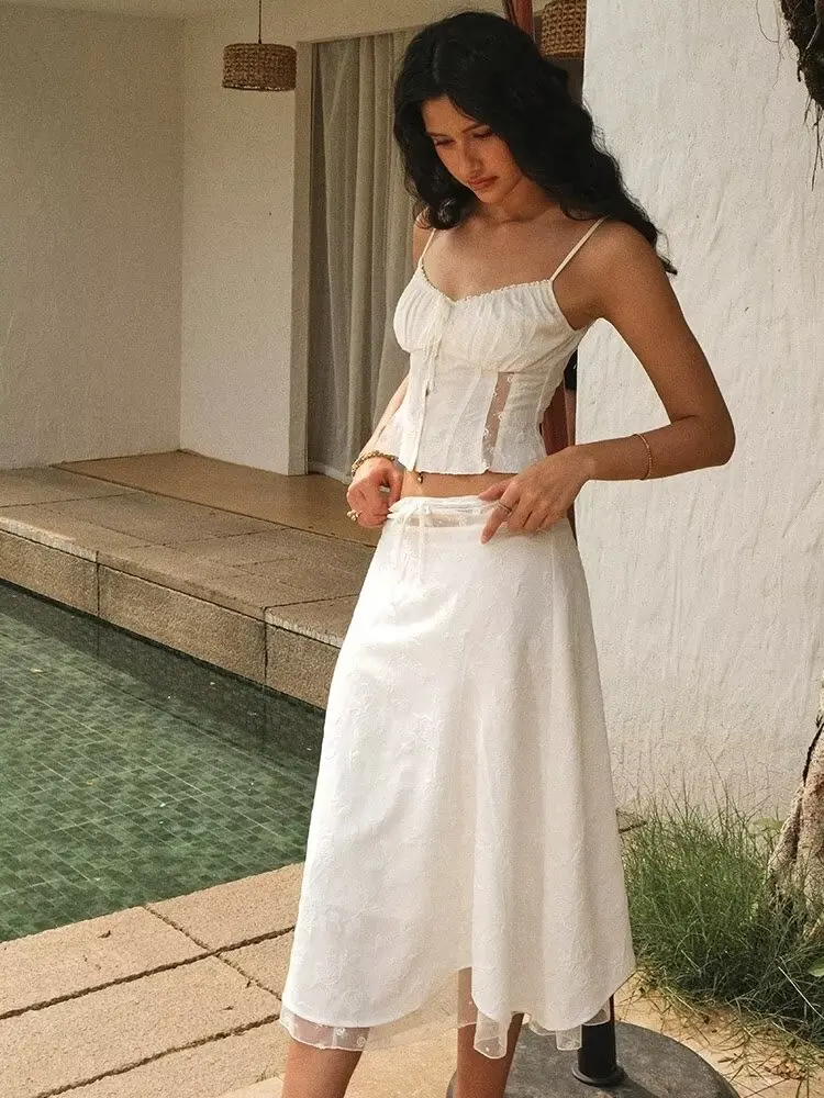 Embroidery White Dress - Chicheca, летнее белое платье, женский комплект