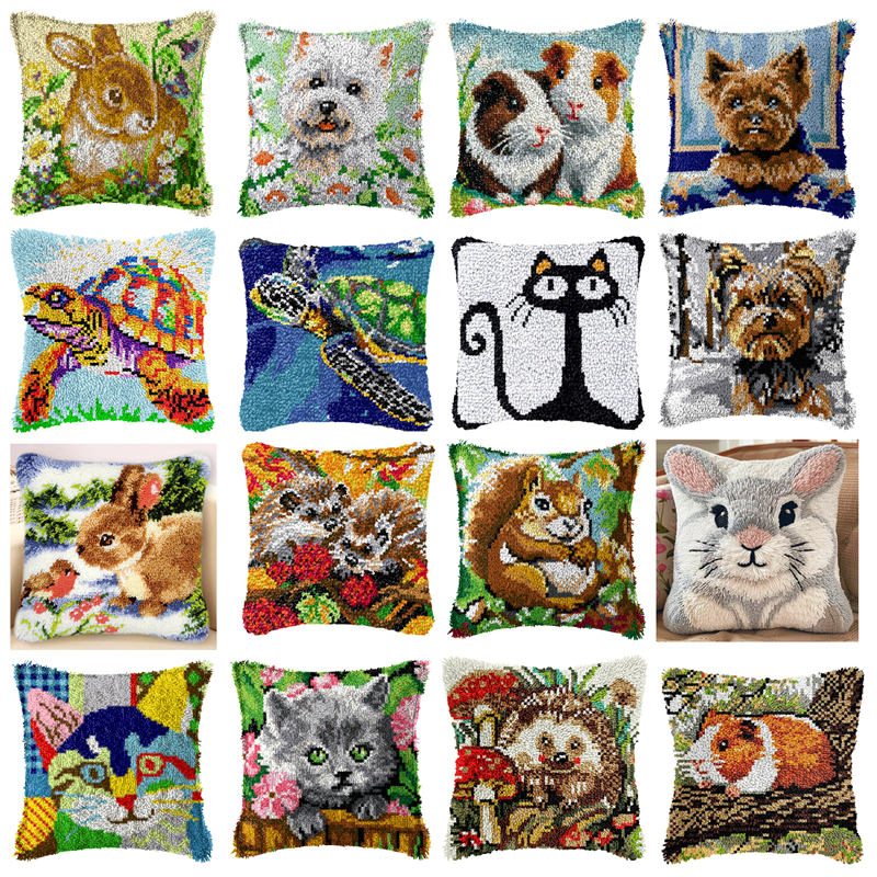 Printed Embroidery Kit - DIY кролик кошка защелка крючок наборы