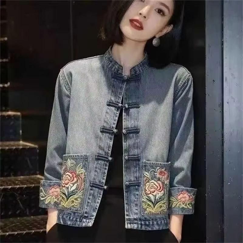 Embroidery Jeans - Весенне-осенняя красивая джинсовая куртка с вышивкой