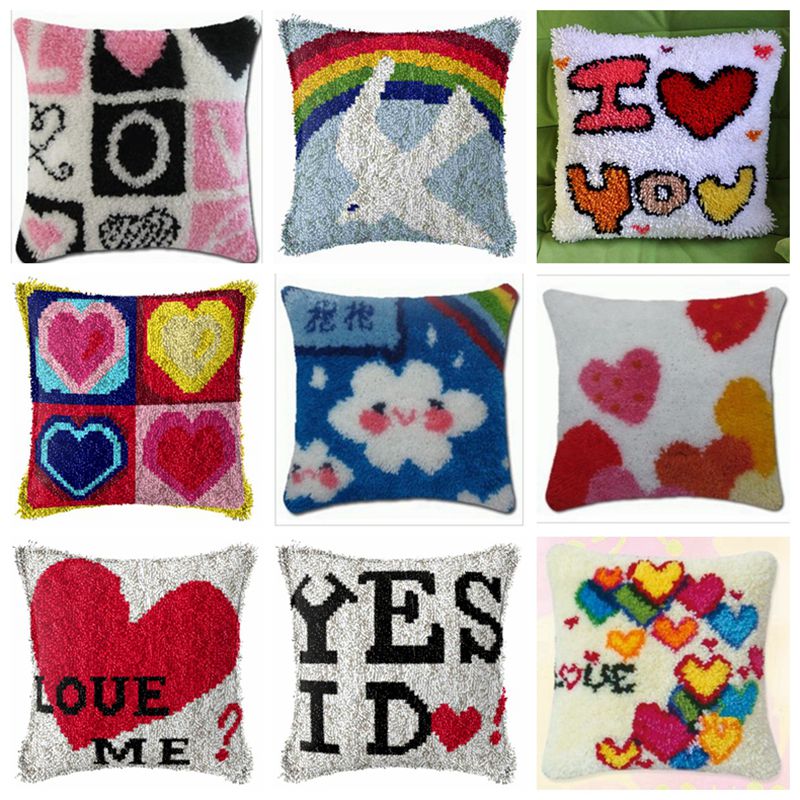 Printed Embroidery Kit - Радужная Серия Love, пристёгивающийся крючок, коврик,
