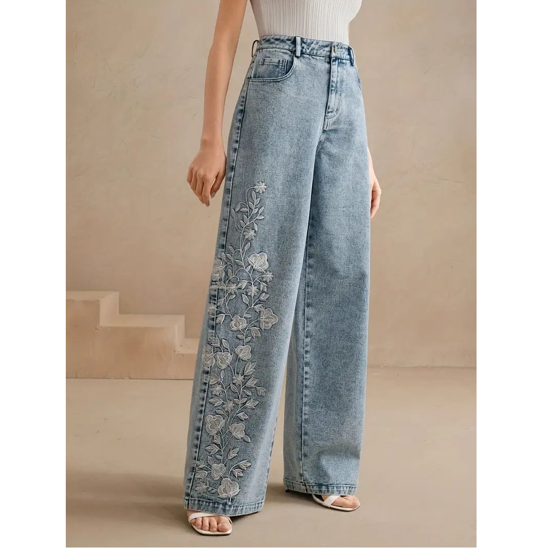 Embroidery Jeans - Брюки Y2k, новые трендовые джинсы 2025,