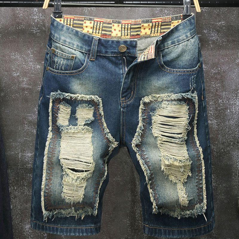Embroidery On Jeans - Новые мужские джинсовые шорты в европейском