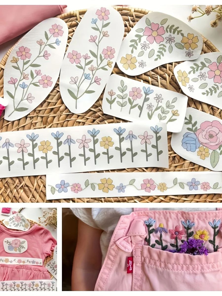 1 комплект из 8 шт. красочной  – обзор и цена Printed Embroidery Kit