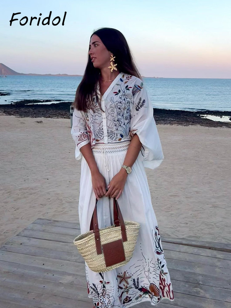 Foridol морской оргазм с вышив – обзор и цена Embroidery White Dress