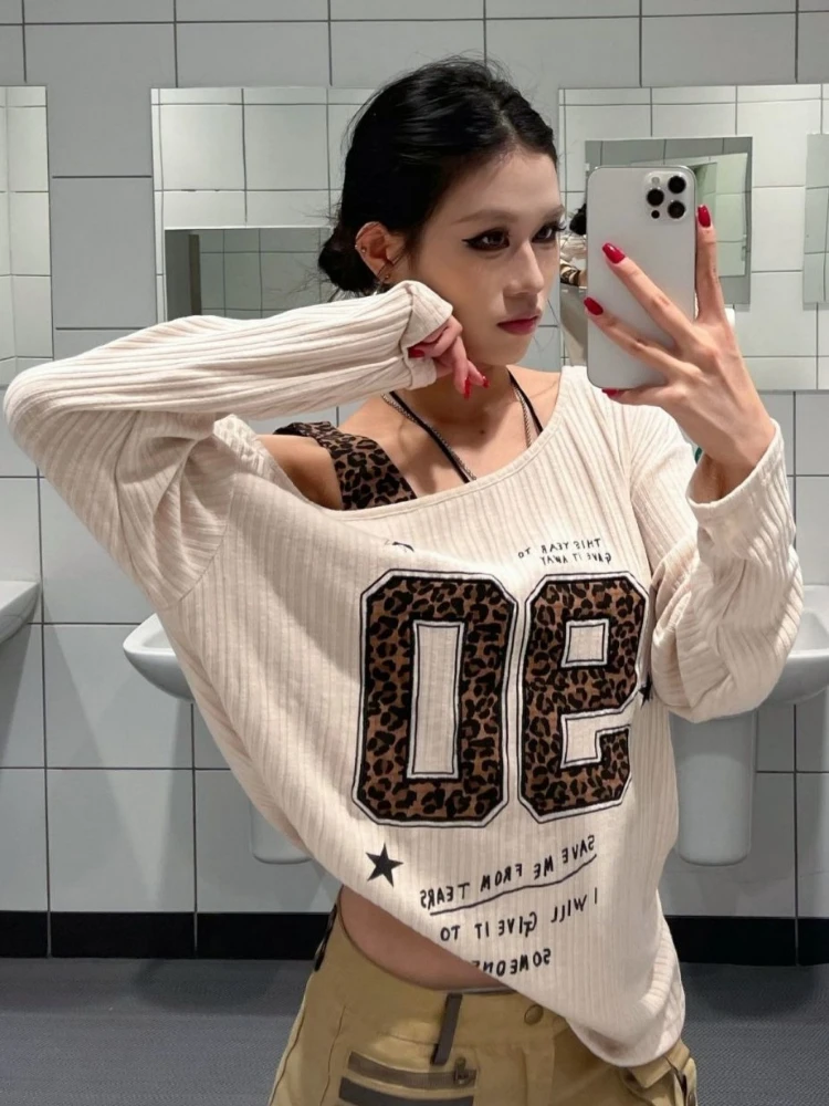 Женская футболка Y2K с леопард – обзор и цена Embroidery A