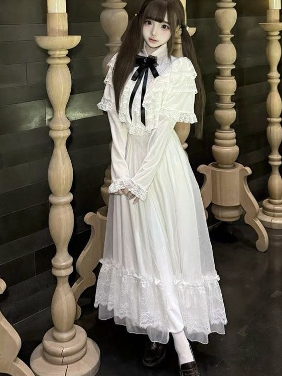 Японское кружевное платье с ко – обзор и цена Embroidery White Dress